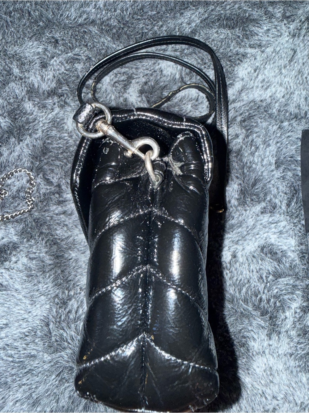 Saint Laurent Black Chevron Quilted Leather Crossbody with Silver YSL Hardware - Picture 3 of 6
